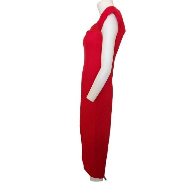 Jay Jacobs size 9-10 vintage Marilyn Monroe wine red sweetheart high slit dress - Picture 5 of 11